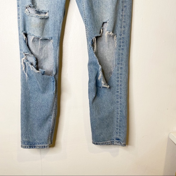 H&M | Boyfriend Low Waist Ripped Jeans Button Fly Straight Leg Sz. 26 - Picture 5 of 10